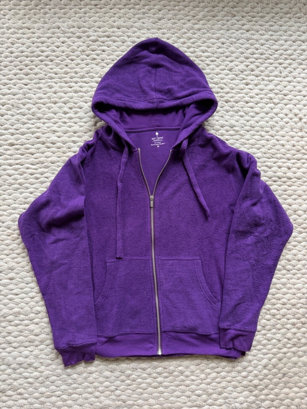 Soft Serve Clothing Cloud Cotton Full Zip Up Hoodie Purple Unisex M Oversized